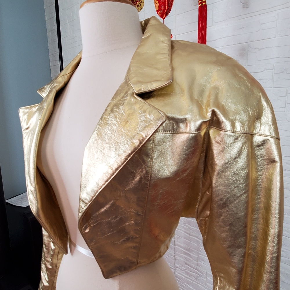Gold leather jacket - Picture 3 of 4